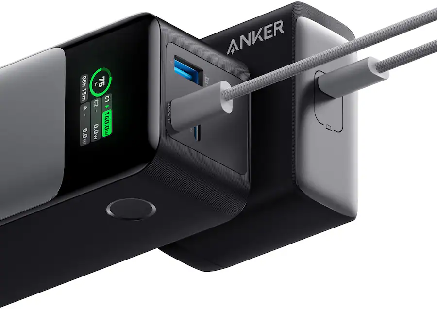 Anker - Power Bank (24000mAh, 140W, 3-Port) - Black