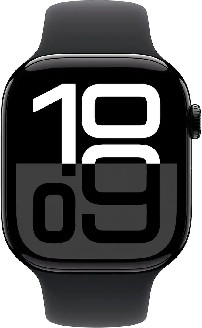 Apple Watch Series 10 (GPS) 46mm Aluminum Case with Black Sport Band M/L Jet Black 2024