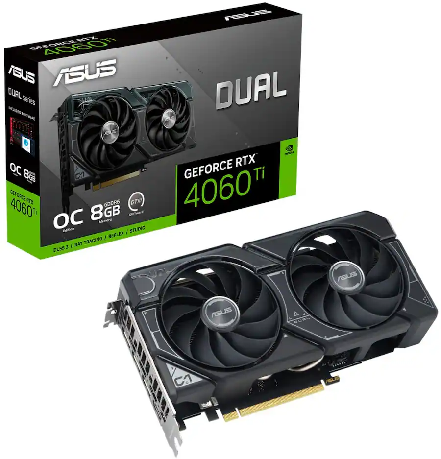 ASUS NVIDIA GeForce RTX 4060 Ti Dual Overclock 8GB GDDR6 PCI Express 4.0 Graphics Card - Black - Refurbished Excellent