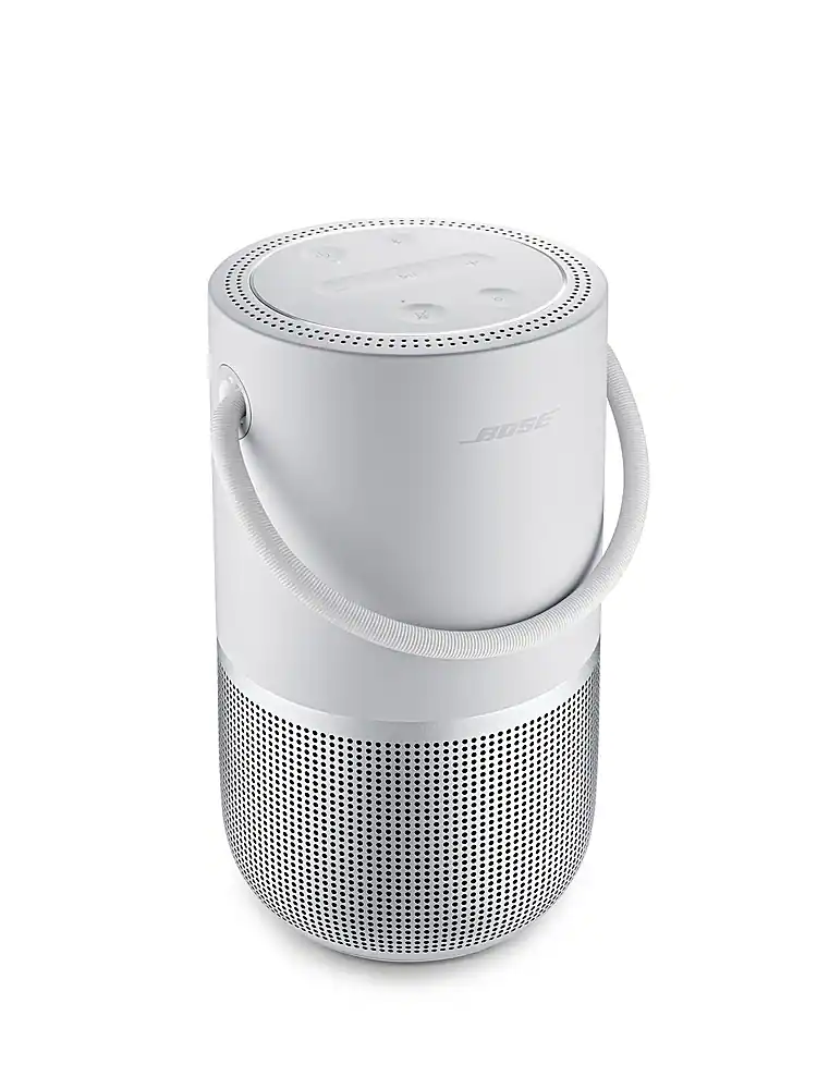 Bose Portable Smart Speaker with built-in WiFi, Bluetooth, Google Assistant and Alexa Voice Control Luxe Silver