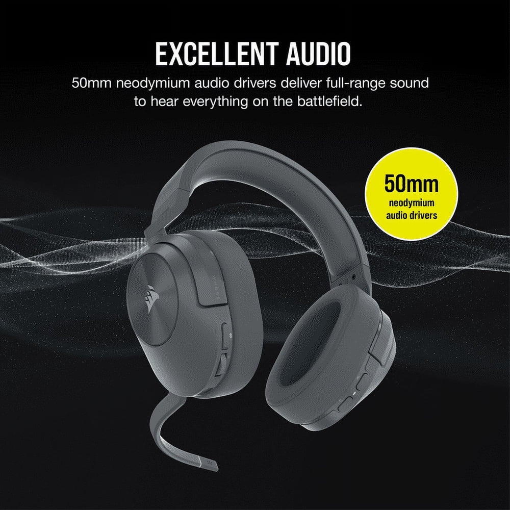 CORSAIR HS55 Wireless Core Gaming Headset with 2.4GHz and Bluetooth for PC, PS5, PS4 and Mobile, Gray