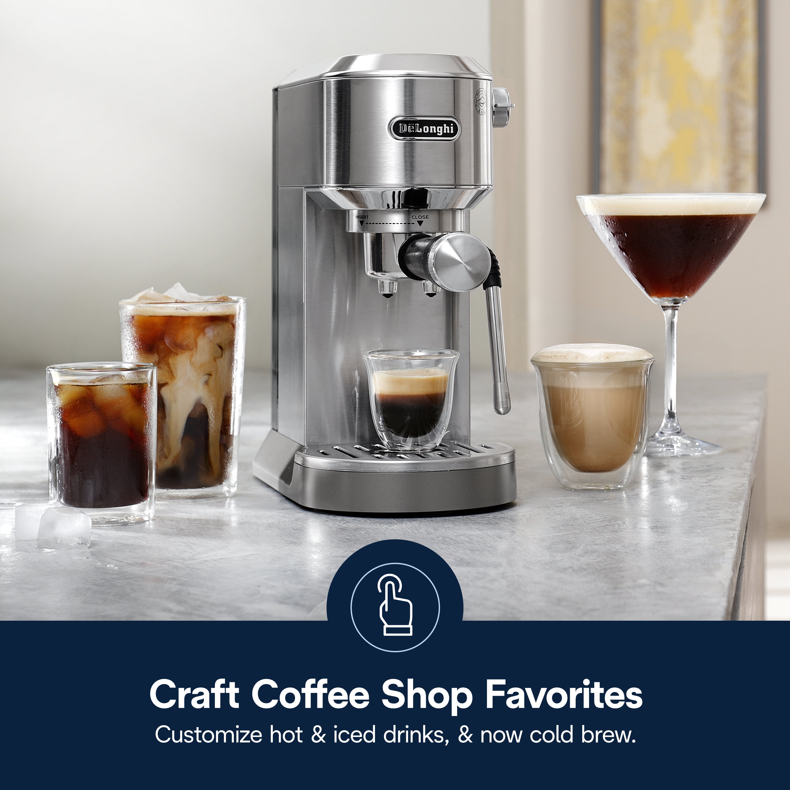 De'Longhi Dedica Duo Espresso Machine, Compact Size with Built-in Frother, Stainless Steel
