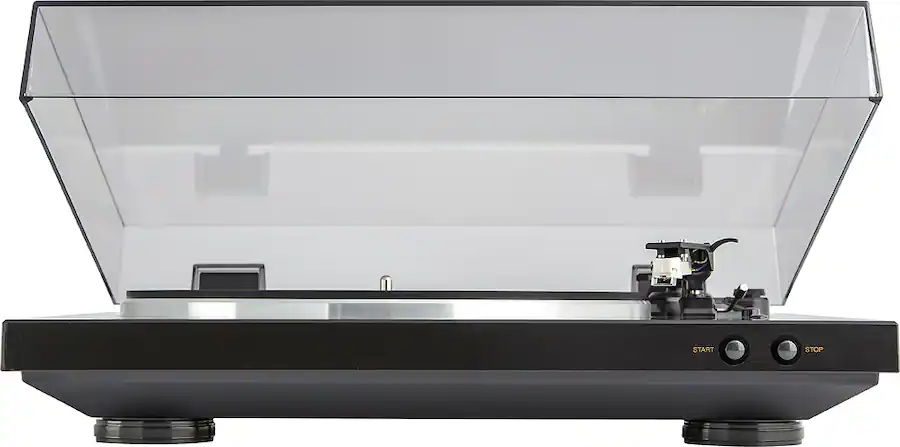Denon - DP-300F Fully Automatic Analog Turntable with Built-In Phono Equalizer, Unique Tonearm Design, Slim Design - Black