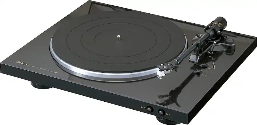 Denon - DP-300F Fully Automatic Analog Turntable with Built-In Phono Equalizer, Unique Tonearm Design, Slim Design - Black