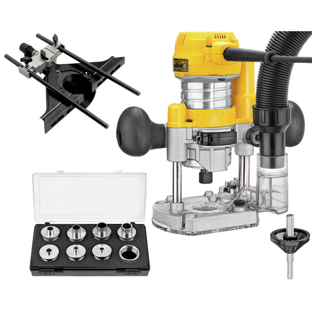 Dewalt 110V 7 Amp Variable Speed 1-1/4 HP Corded Compact Router with LED Combo Kit - DWP611PK