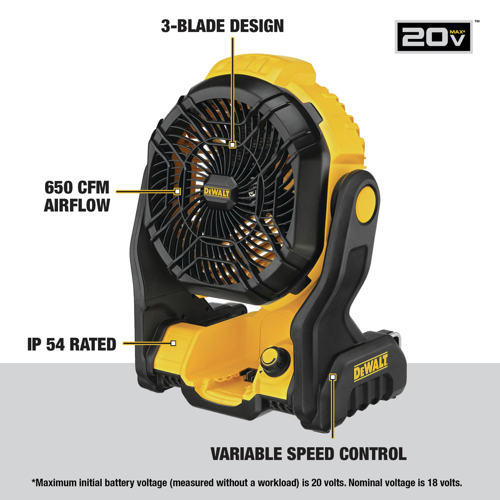 Dewalt 20V MAX Lithium-Ion 11 in. Cordless Jobsite Fan (Tool Only) - DCE512B