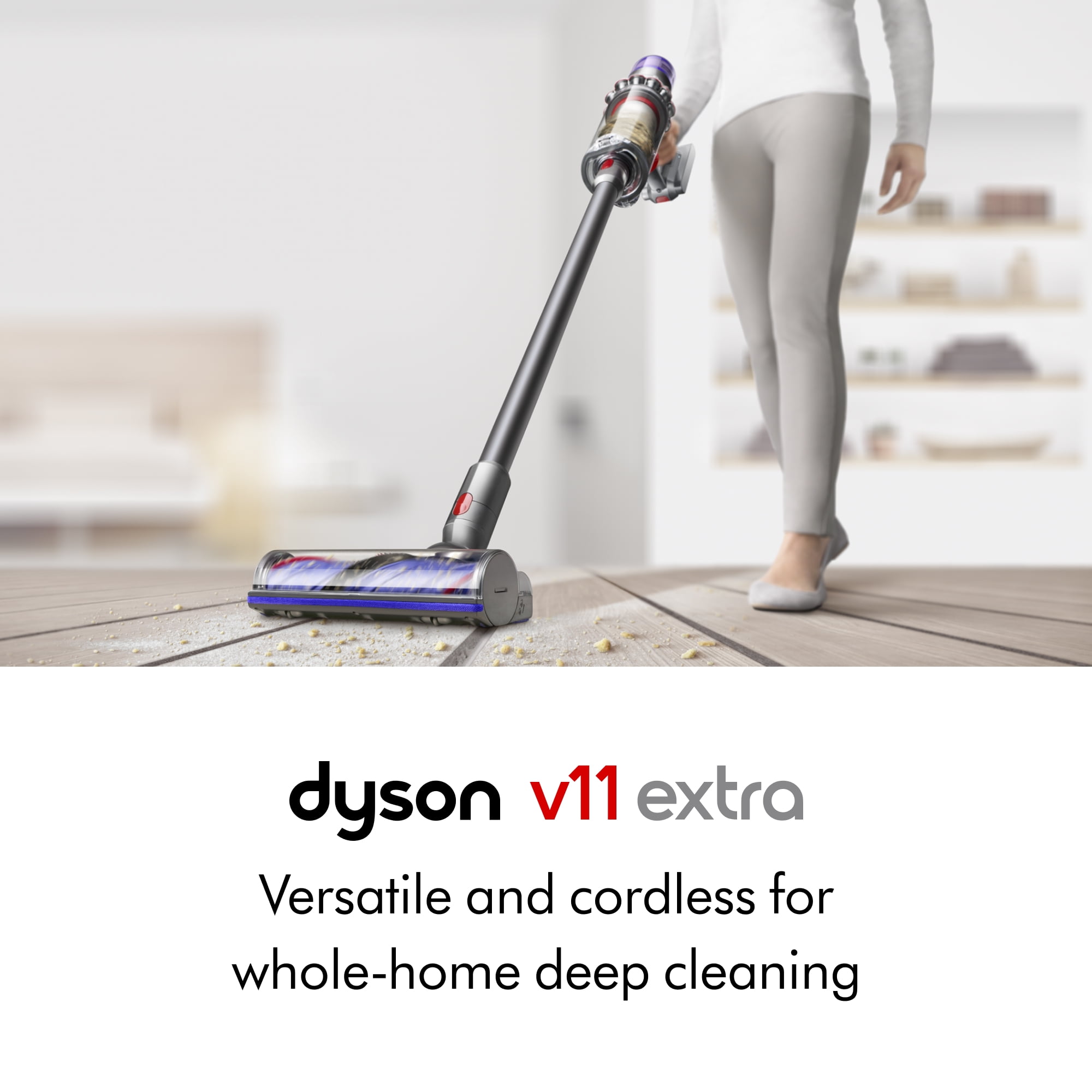 Dyson V11 Extra Cordless Stick Vacuum with Hair De-tangling Motorbar, LED Display and 60-Minute Run Time