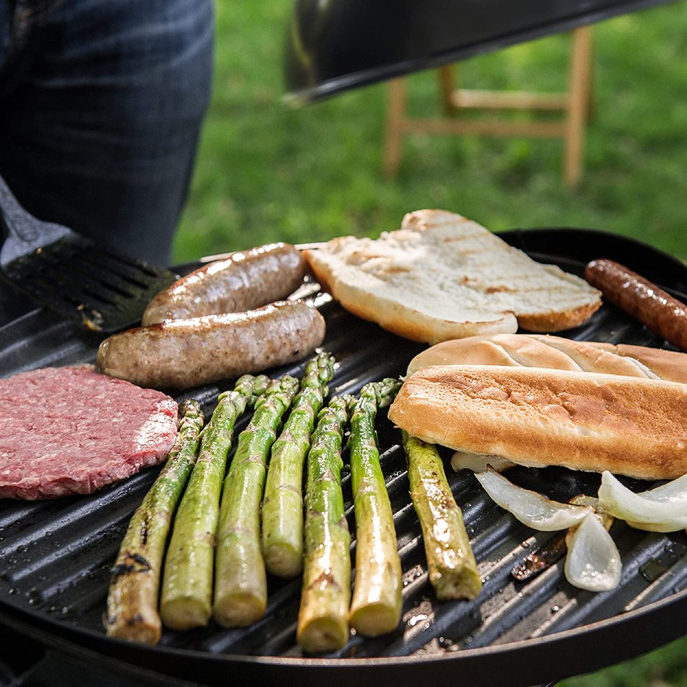 George Foreman 15-Serving Indoor/Outdoor Electric Flat-Top Patio Grill with Removable Stand, 1500W, Black