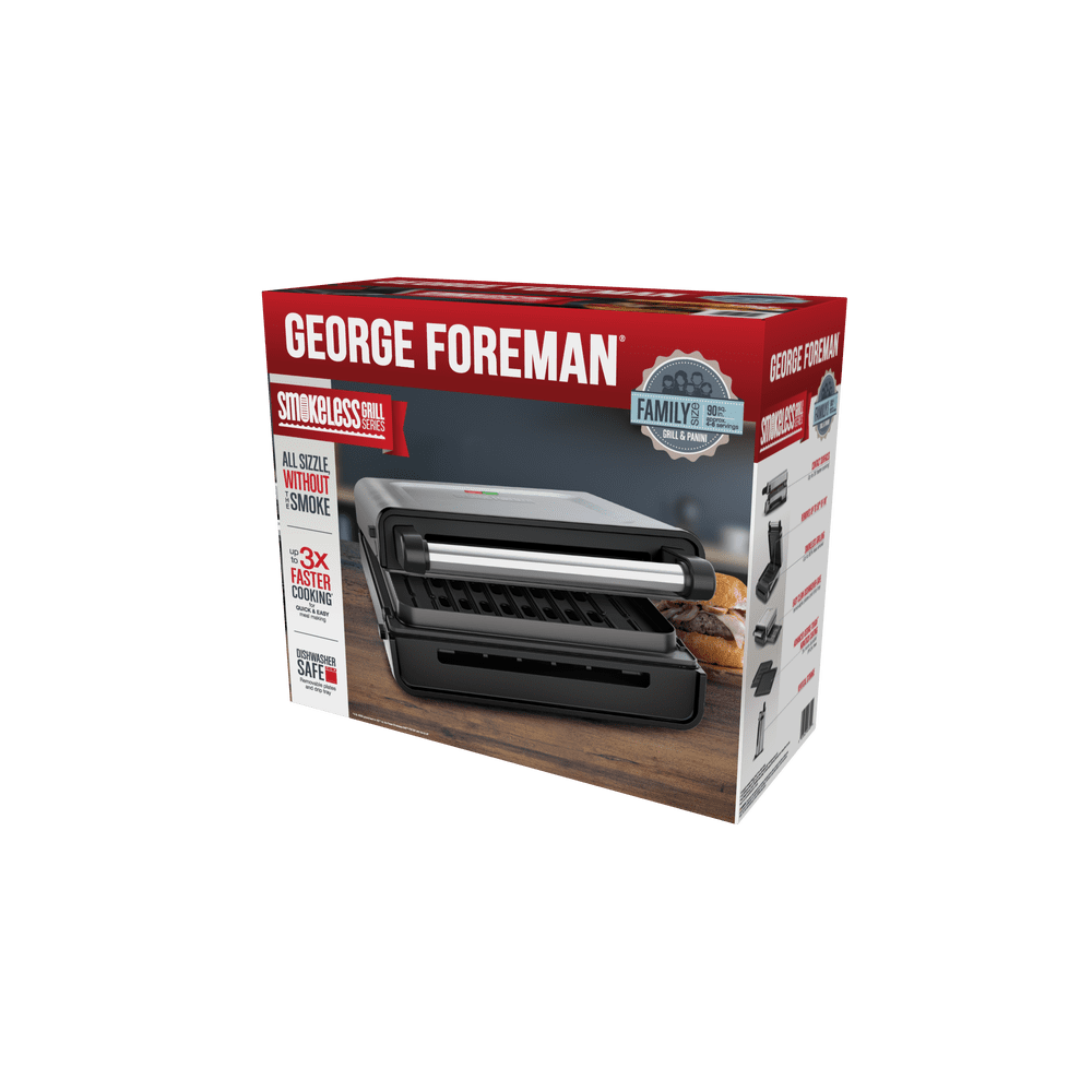 George Foreman 4-6 Serving Electric Contact Grill with Stainless Steel Housing and Removable Plates, 1265W