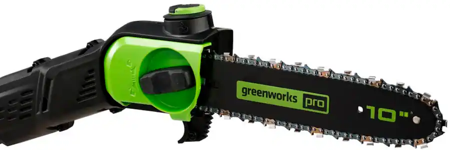 Greenworks - 80-Volt 10-Inch Brushless Cordless Pole Saw with 14.5 foot reach (1 x 2Ah Battery and Charger) - Green