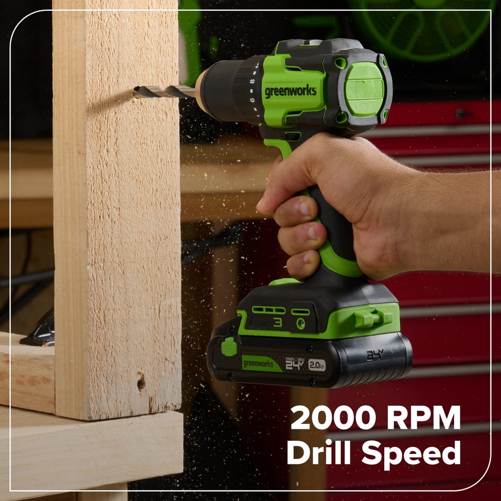Greenworks 24V Brushless 1/2" Cordless Drill Driver Kit with USB-C Battery, Power Bank and 30W Charger