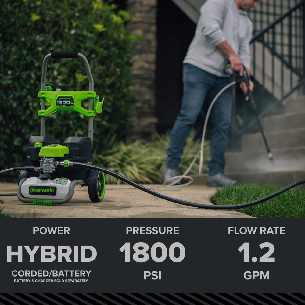 Greenworks Hybrid 60V 1800 PSI 1.2 GPM Electric Cold Water Pressure Washer (5109402T)
