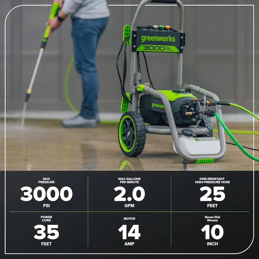 Greenworks Pro Brushless 3000 PSI (CSA Certified) 2.0 GPM Max / 1.1 GPM Electric Pressure Washer Green