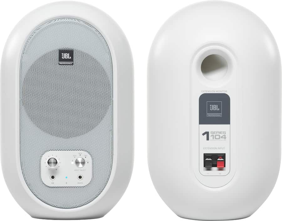 JBL 2.0 104BT Powered Desktop Multimedia Speakers with Bluetooth, AUX, RCA, and TRS inputs - White - Refurbished Excellent