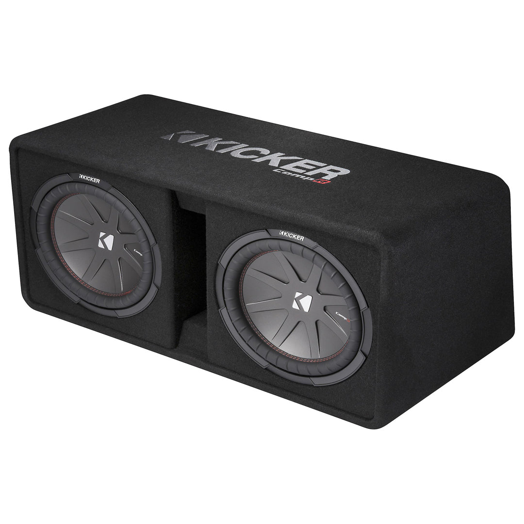 KICKER CompR Dual 12" Dual-Voice-Coil 2-Ohm Subwoofers with Enclosure - Black
