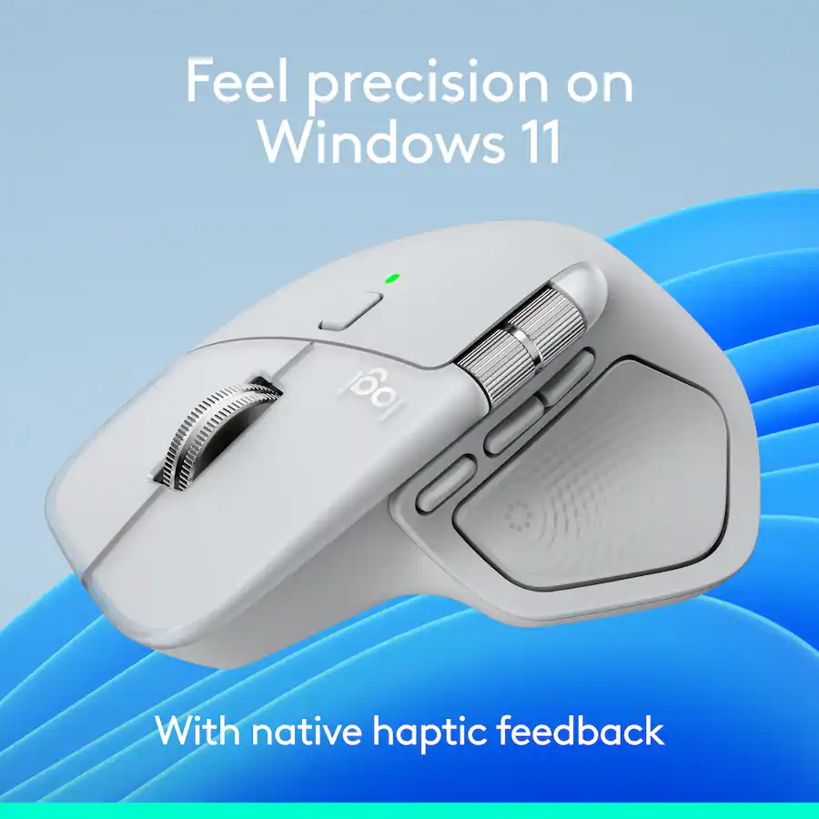 Logitech MX Master 4 Wireless Laser Ergonomic Mouse with Advanced Performance Haptic Feedback - Wireless - Pale Gray