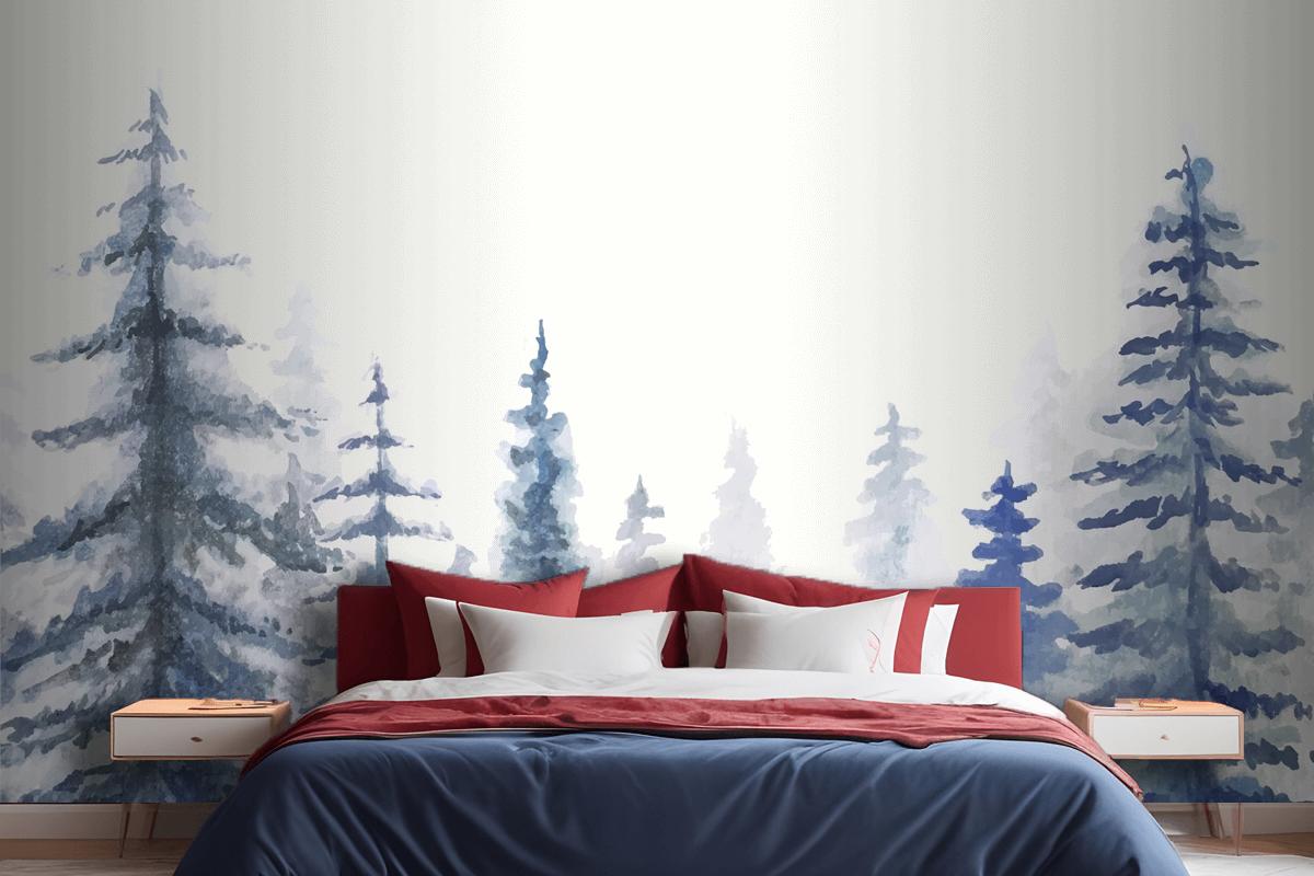 Hand Painted Watercolor Nature Background Bedroom Wallpaper Mural