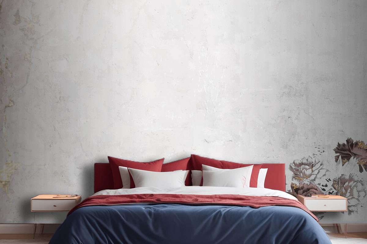 Blank Floral Shimmering Bedroom Wallpaper Mural