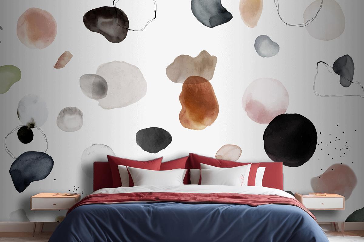 Colorful Watercolor Stain Badge Set Bedroom Wallpaper Mural