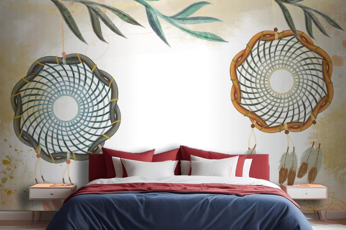Watercolor Boho Background Bedroom Wallpaper Mural