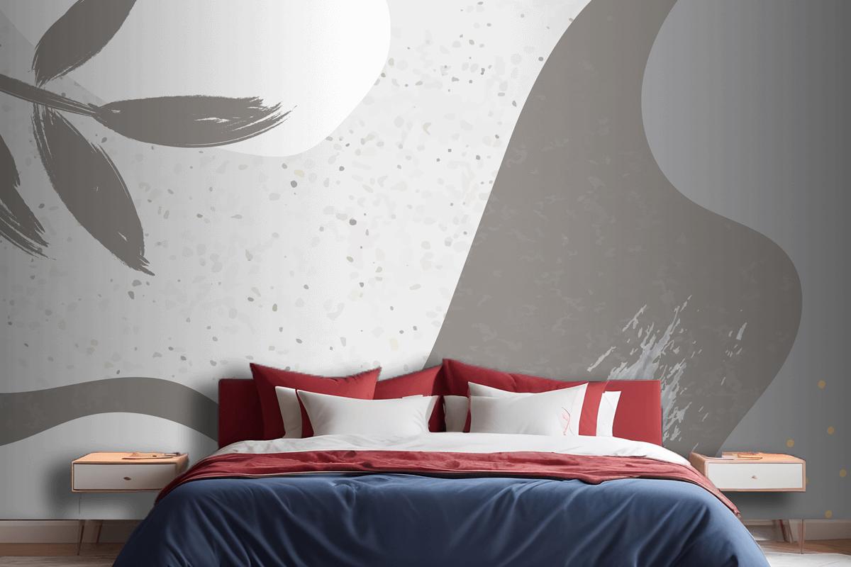 Grayish Botanical Memphis Pattern Background Bedroom Wallpaper Mural