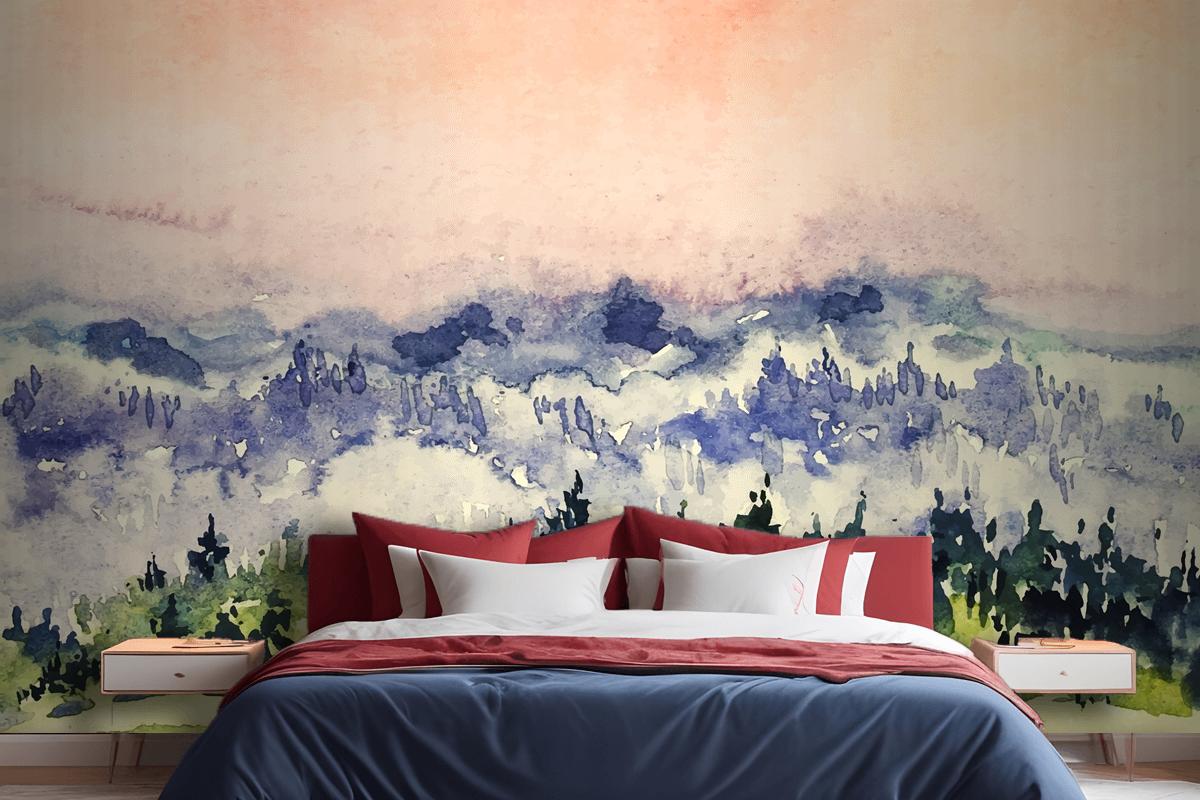 Abstract Watercolor Landscape Background Bedroom Wallpaper Mural