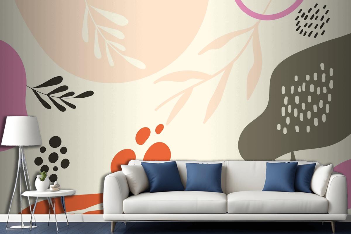 Hand Drawn Flat Design Abstract Doodle Living Room Wallpaper Mural
