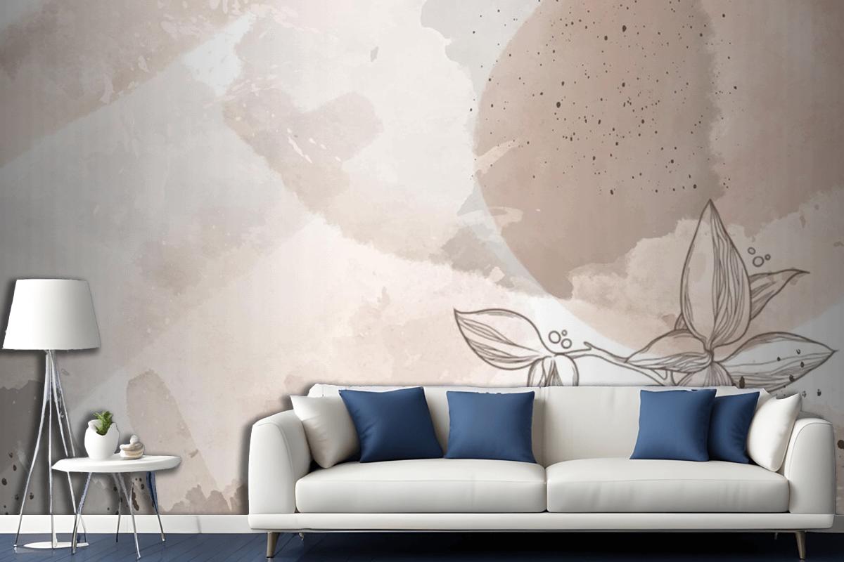 Watercolor Hand Drawn Flowers Living Room Wallpaper Mural
