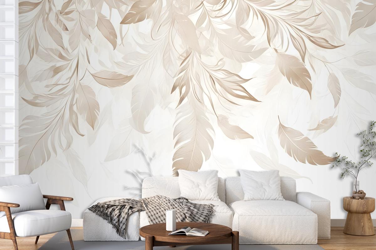 Boho Abstract Banana Leaf Art Bedroom Wallpaper Mural
