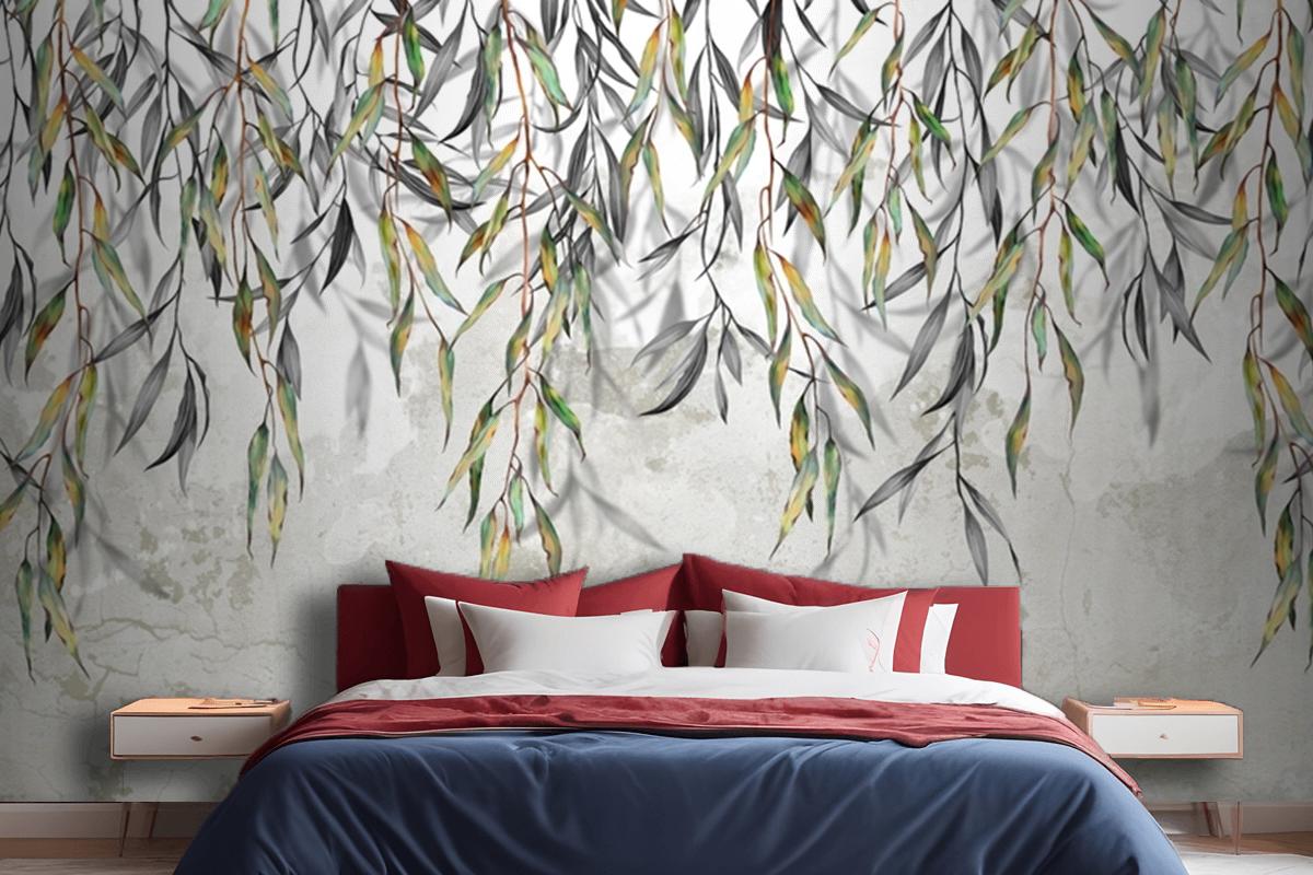Branches Hang From Above In The Background Bedroom Wallpaper Mural