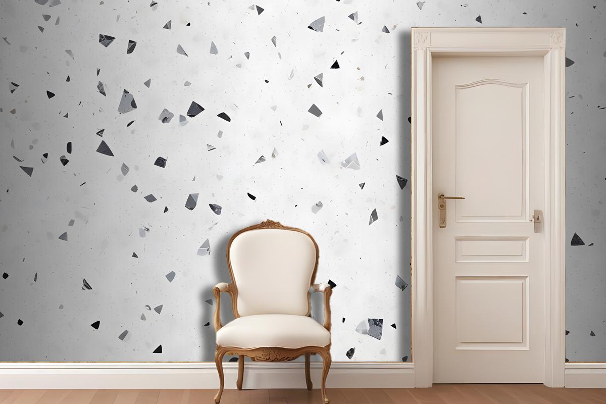 Closeup View Of A White And Gray Speckled Surface Resembling A Terrazzo Material Wallpaper Mural