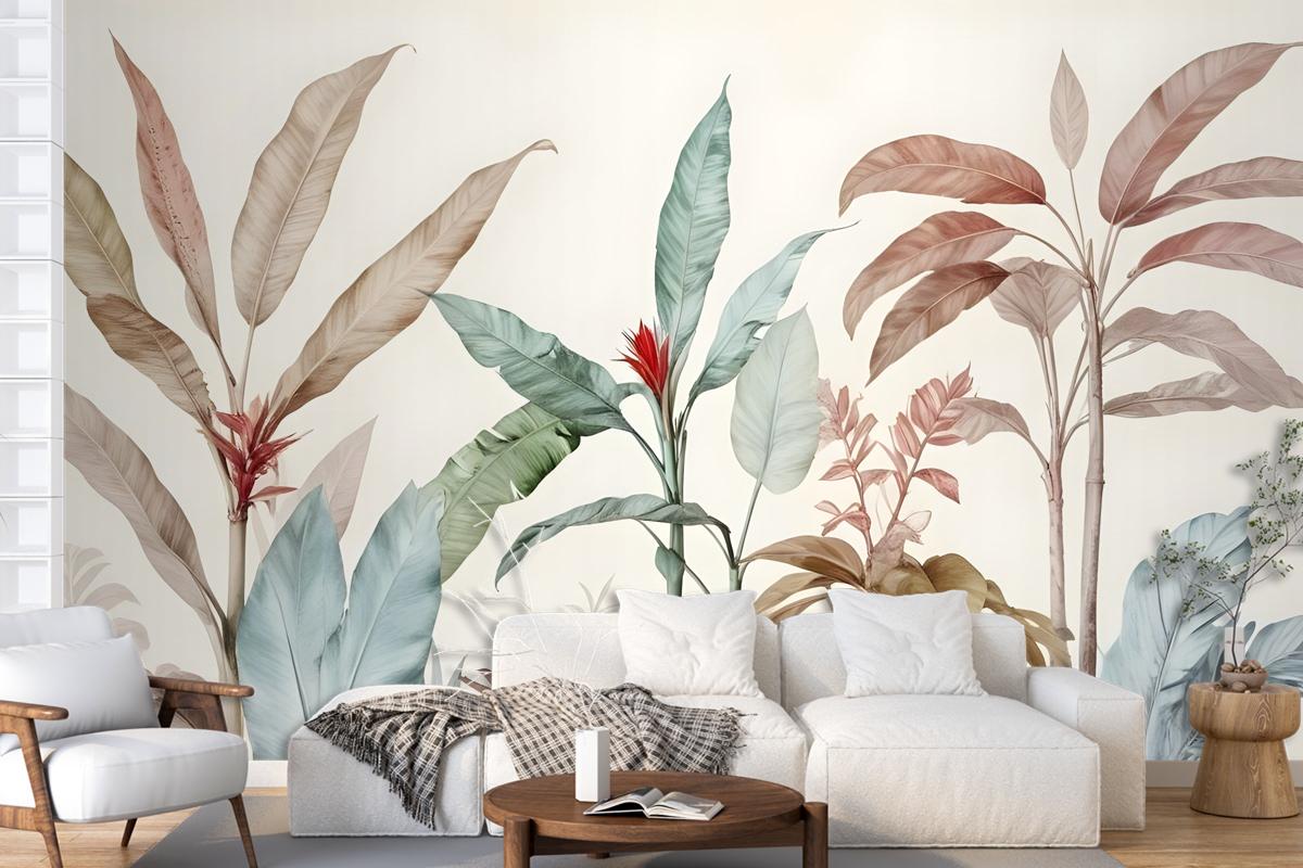 Colorful Tropical Banana Tree Bedroom Wallpaper Mural