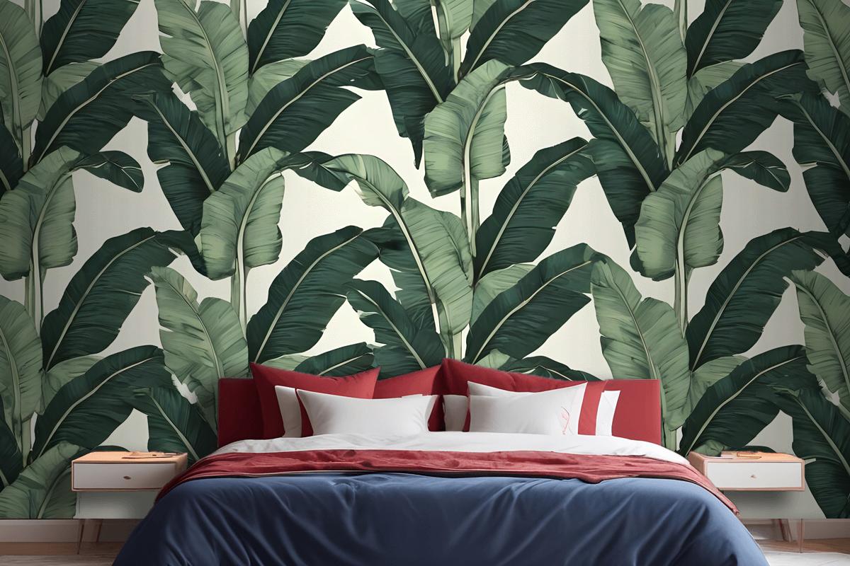 Exotic Banana Leaf Bedroom Wallpaper Mural