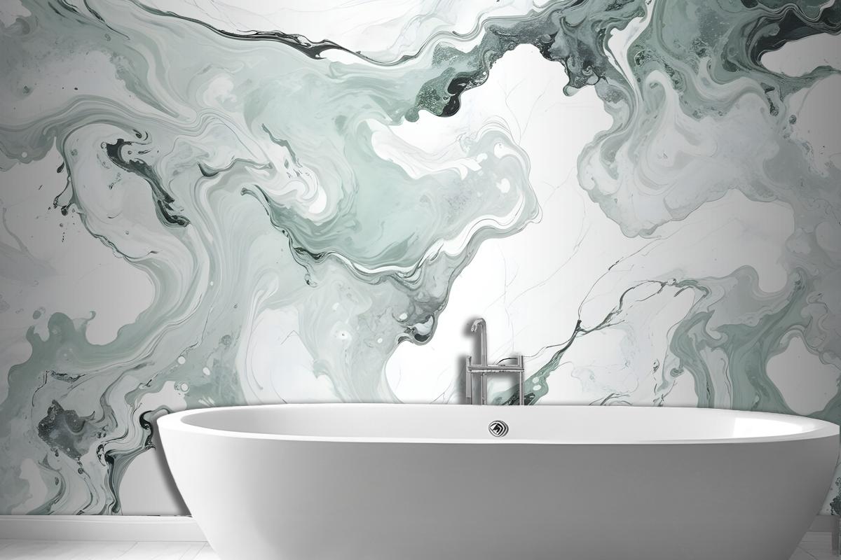 Green Marbleized Wallpaper Mural