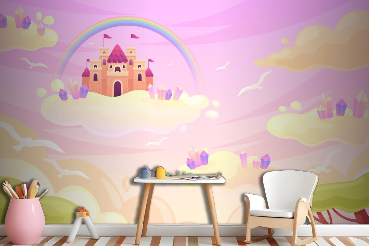 Hand Drawn Fairytale Background Girl Wallpaper Mural