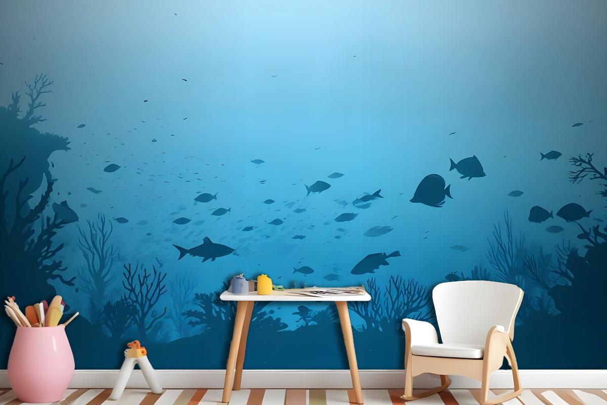 Kids Underwaters And Fishes Wallpaper Mural