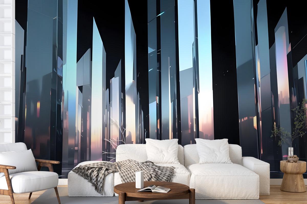 Modern Flat Black And White Bright And Reflective Atmosphere Light Effects Wallpaper Mural