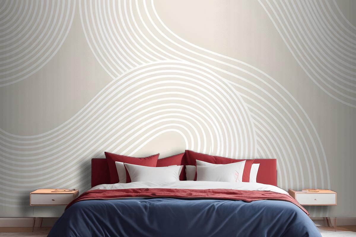 Neutral Curvy Lines Modern Zen Garden Wallpaper Mural