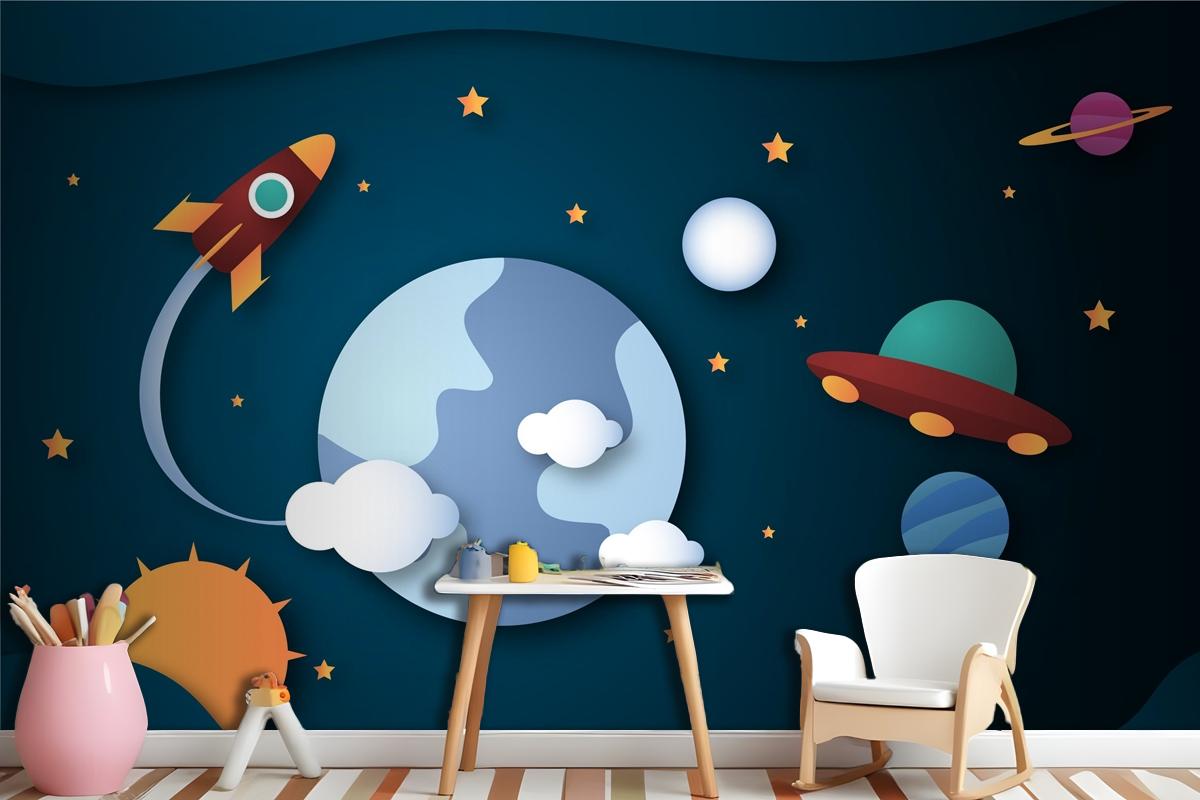 Paper Style Galaxy Background Wallpaper Mural