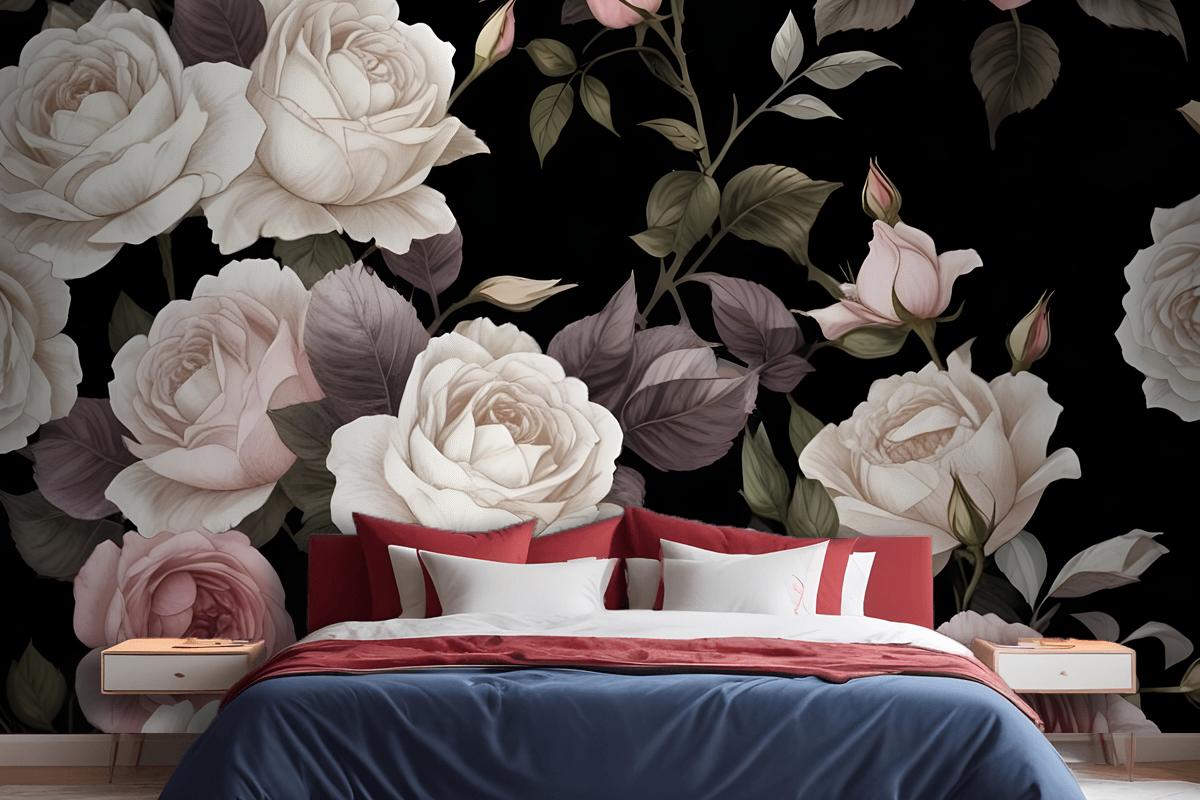 Purple & Pink Dark Floral Wallpaper Mural