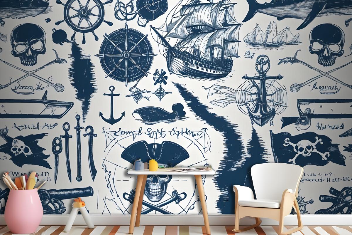 Sailor Map Adventure Kids Wallpaper Mural