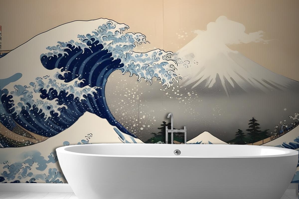 The Great Wave Off Kanagawa By Hokusai Wallpaper Mural