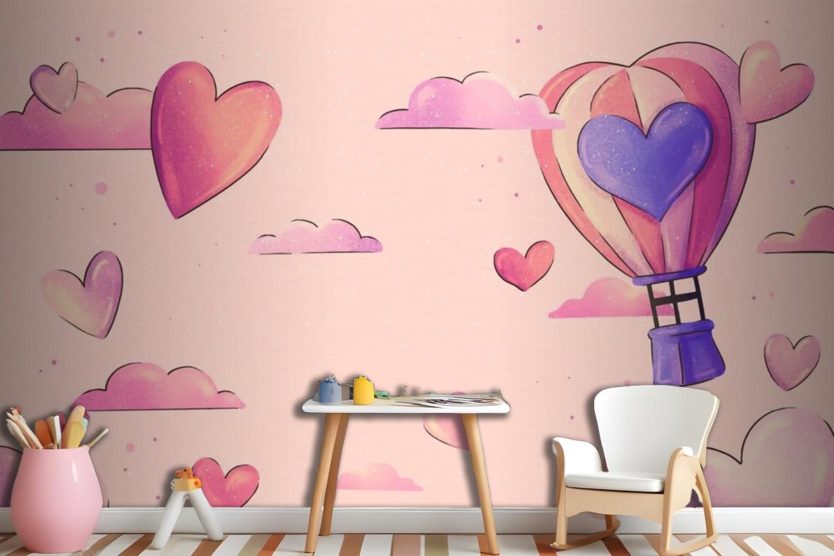 Watercolor Valentine'S Day Background Girl Wallpaper Mural