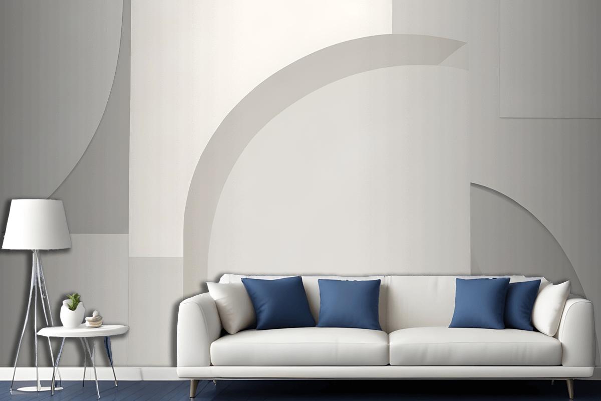 White And Neutral Abstract Shapes Wallpaper Mural