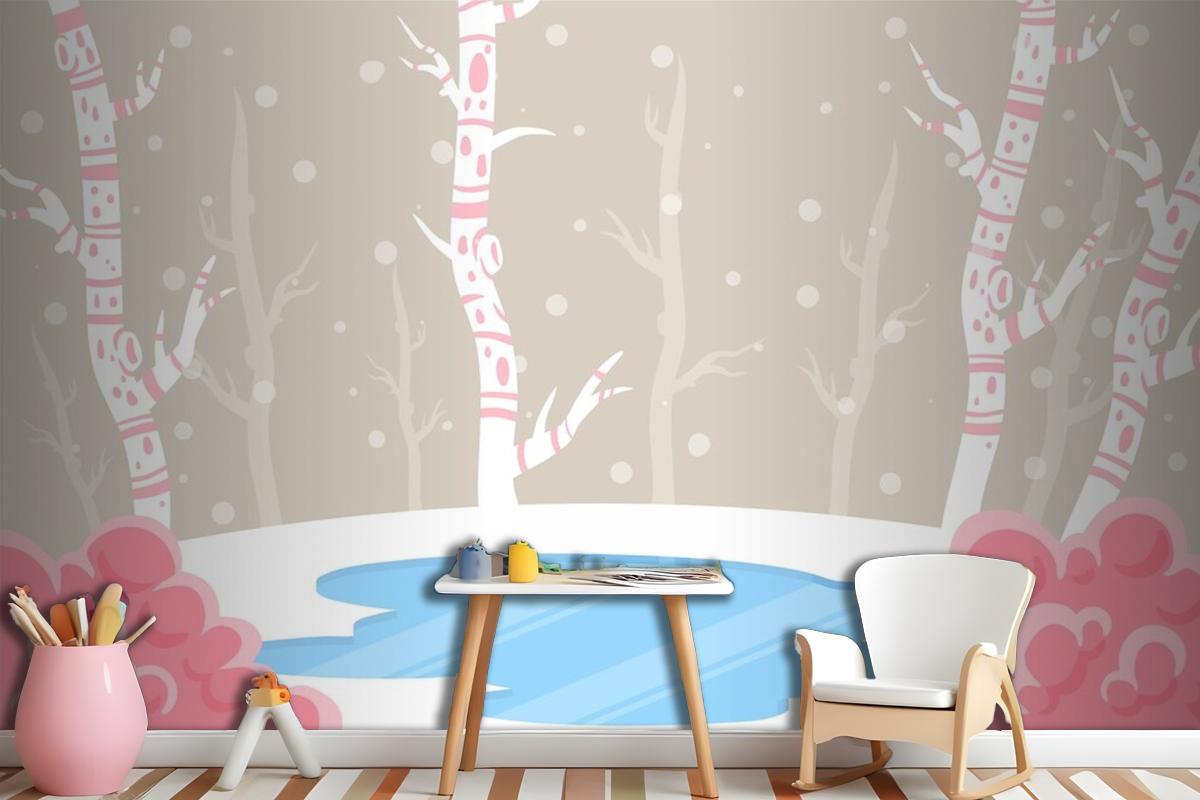 Winter Concept In Hand Drawn Wallpaper Mural