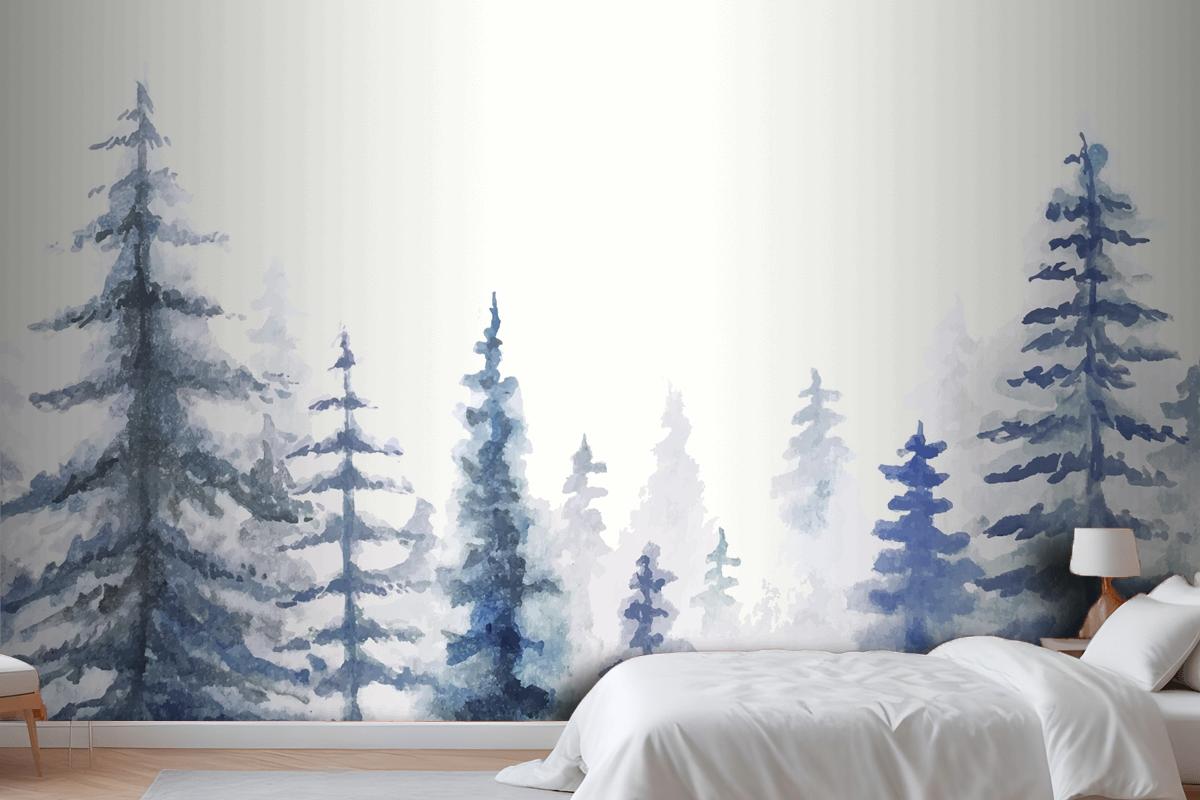 Hand Painted Watercolor Nature Background Bedroom Wallpaper Mural
