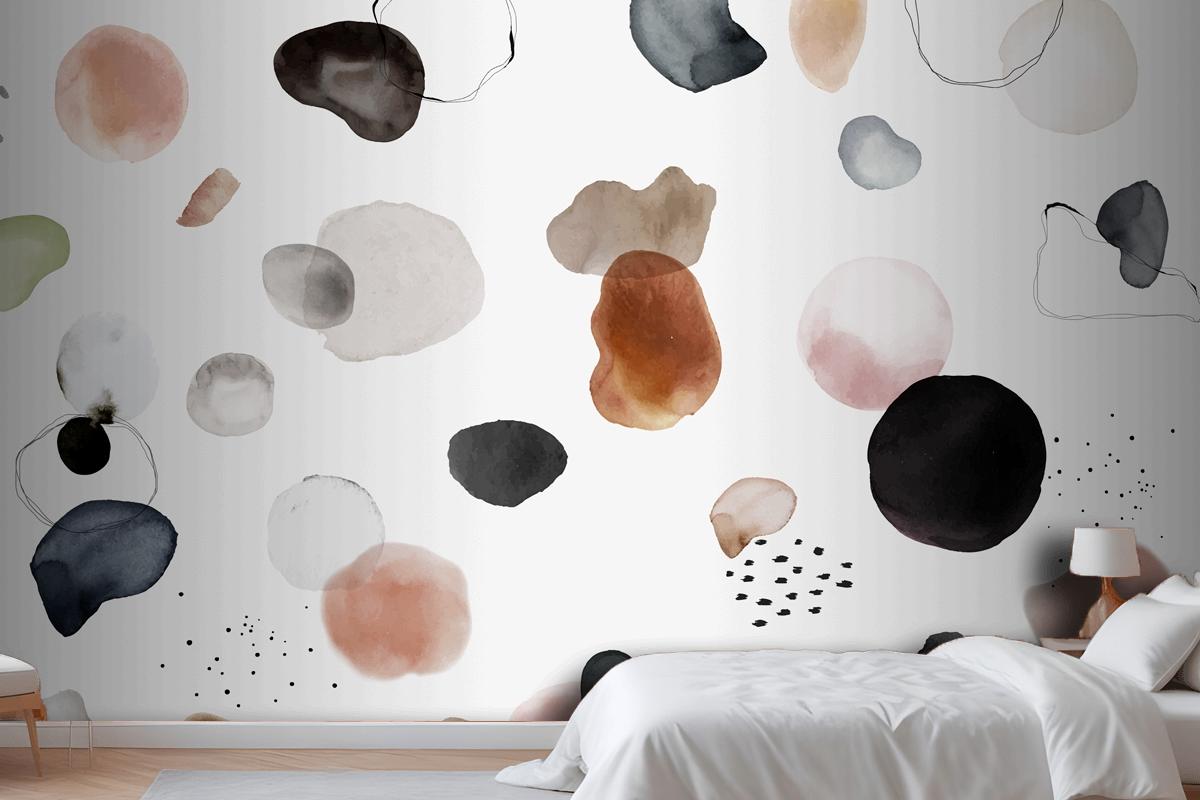 Colorful Watercolor Stain Badge Set Bedroom Wallpaper Mural