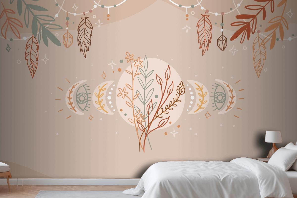 Hand Drawn Boho Background Bedroom Wallpaper Mural