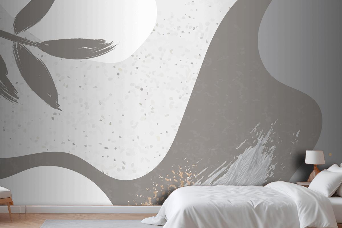 Grayish Botanical Memphis Pattern Background Bedroom Wallpaper Mural