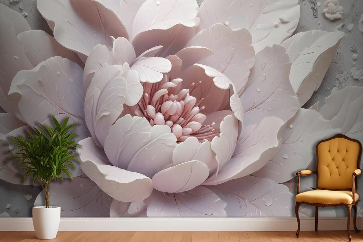 3D Look Soft Floral Wallpaper Mural